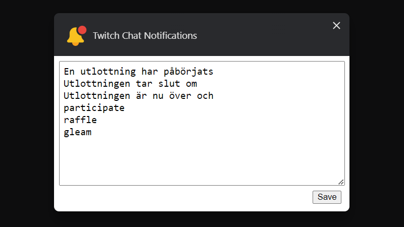 Twitch chat notifications screenshot